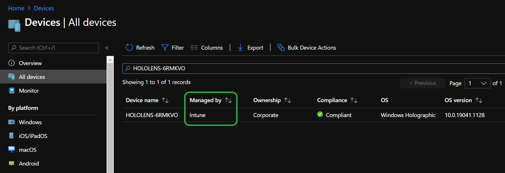 Compruebe que Intune lo administra en Microsoft Entra id.