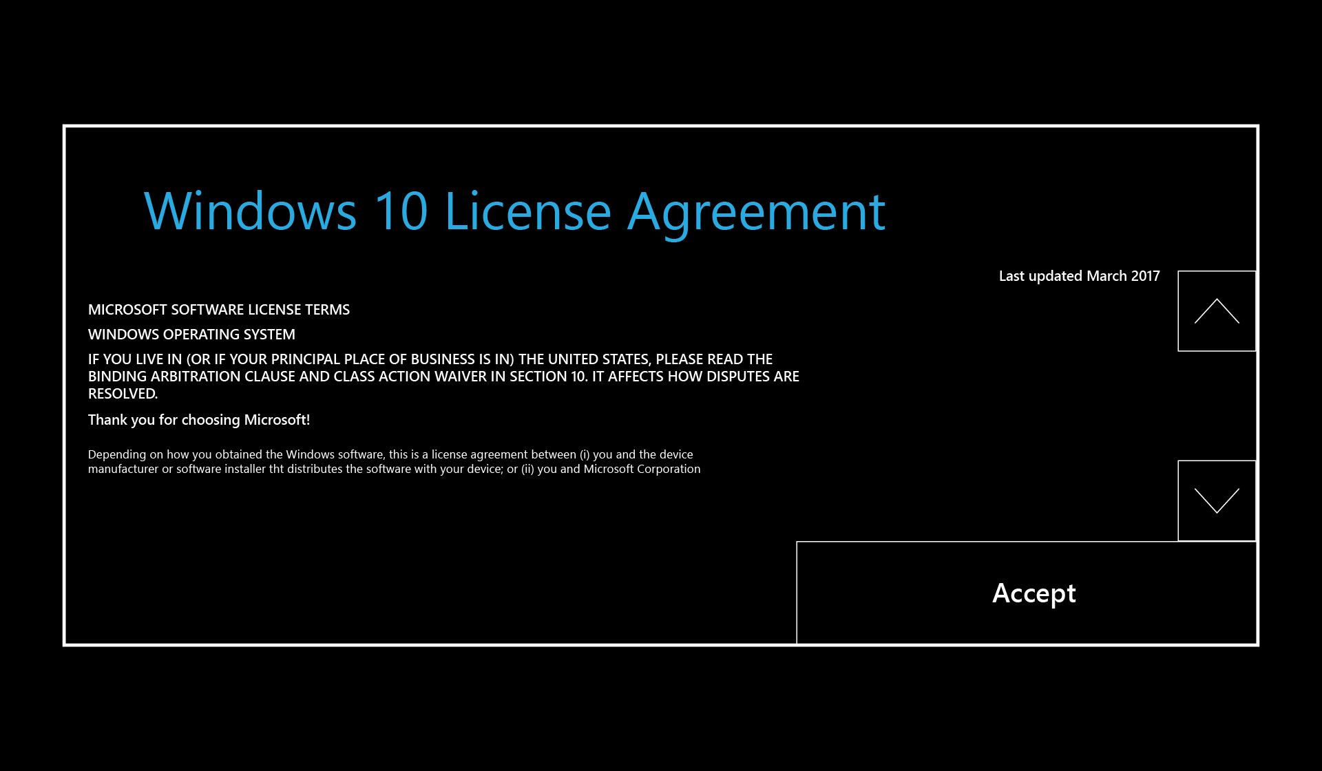 Contrato de licencia de Windows.
