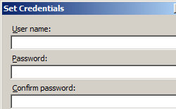 Screenshot that shows the Set Credentials dialog box.