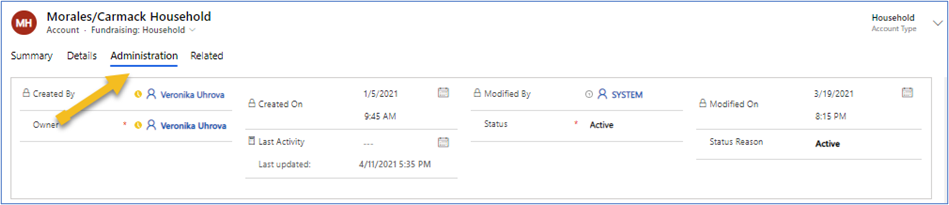 Household administration information Household administration information.
