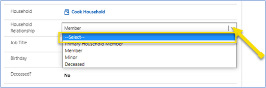 Select household relationship Select household relationship.