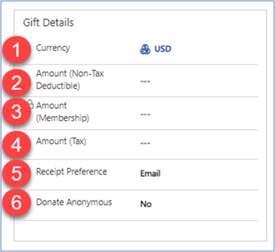 Work with the gift details tab of a transaction record Work with the gift details tab of a transaction record.