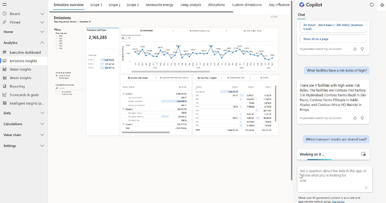 Captura de pantalla que muestra cómo consultar datos con Copilot