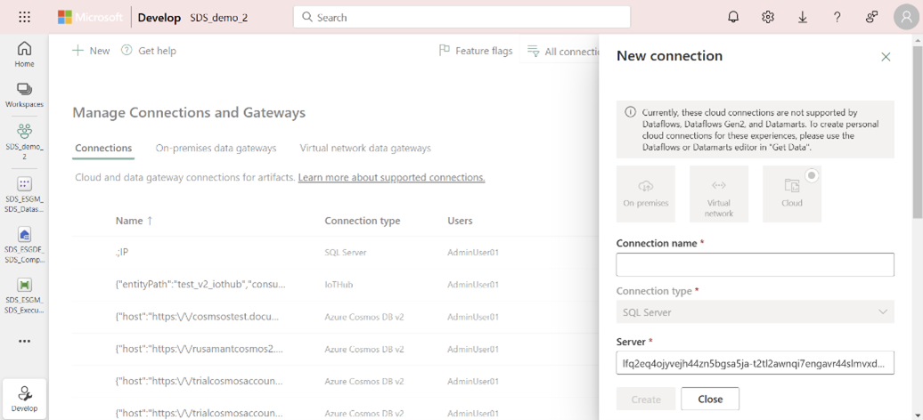 Captura de pantalla de una nueva conexión.