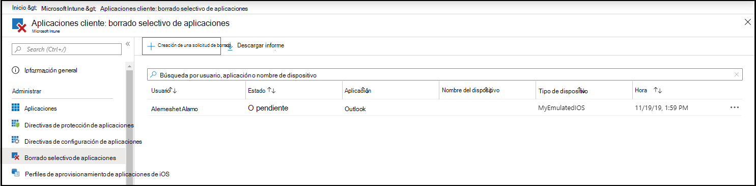 Captura de pantalla del panel 