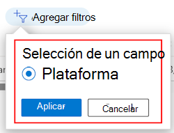 Captura de pantalla que muestra la lista filtrada de filtros de asignación por plataforma en Microsoft Intune.