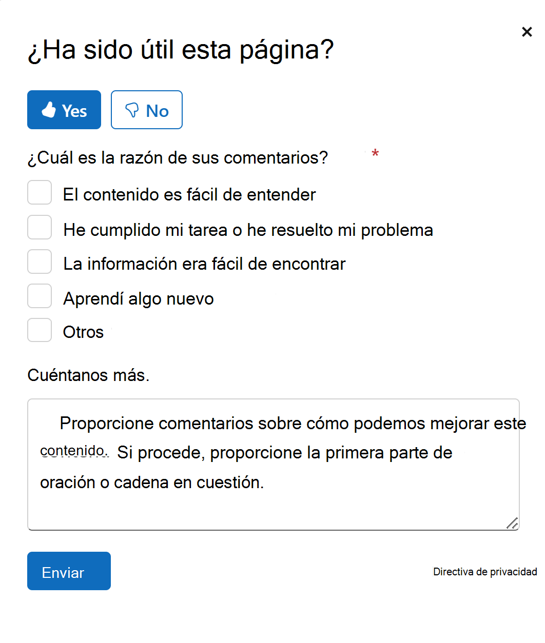 Captura de pantalla de la sección de comentarios de un artículo de Microsoft Learn.
