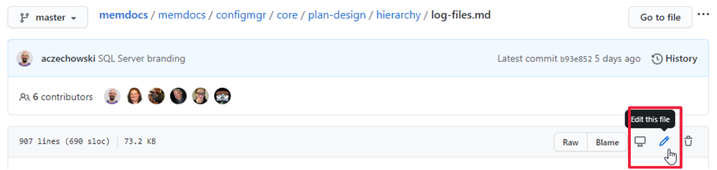 Captura de pantalla GitHub encabezado de archivo de origen.