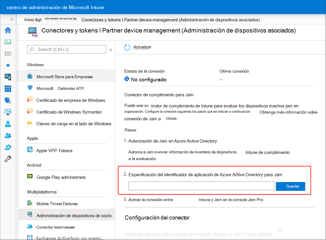 Configuración de la administración de dispositivos de socio