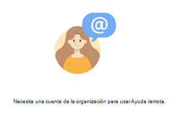 Captura de pantalla de Ayuda remota que requiere una cuenta de la organización.