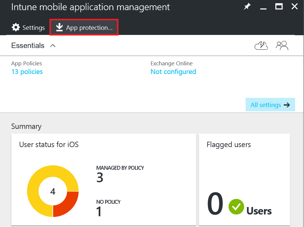Captura de pantalla del vínculo de descarga de Protección de aplicaciones