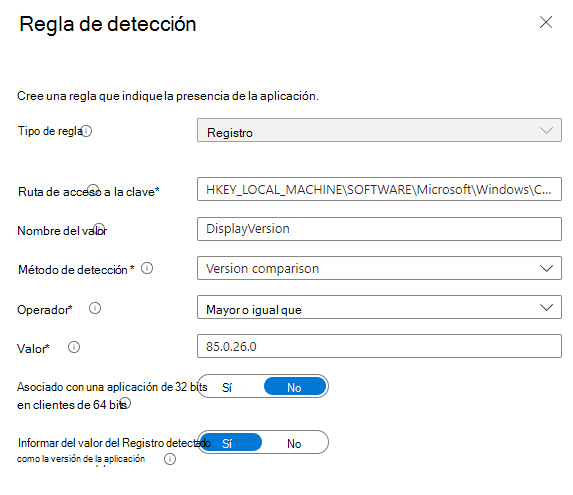 Screenshot of registry detection rule.