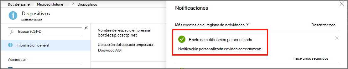 Confirmación de una notificación enviada