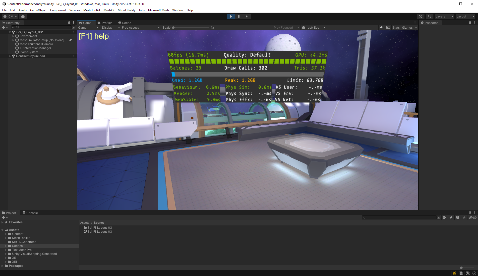 Captura de pantalla del generador de perfiles de rendimiento en el editor de Unity