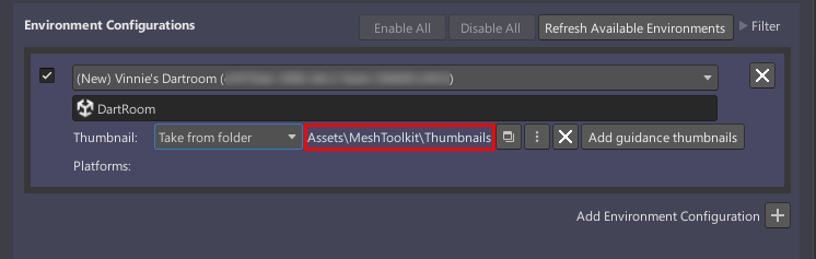 Captura de pantalla de Mesh Uploader ampliada para que el usuario pueda ver mejor las opciones en miniatura.