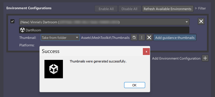 Captura de pantalla de Mesh Uploader ampliada para que el usuario pueda ver mejor las opciones en miniatura.