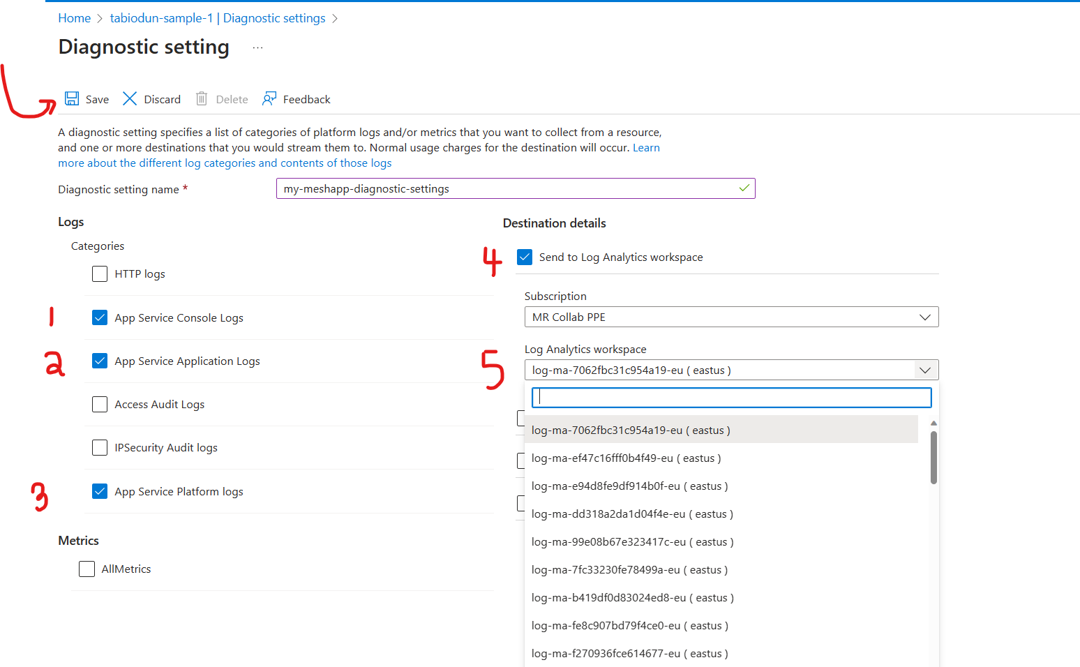 Crear configuración de diagnóstico Crear