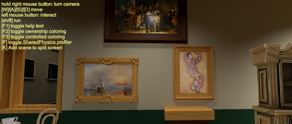 Captura de pantalla de pinturas adjuntas a una pared.