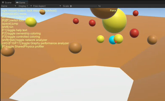 Captura de pantalla de numerosas bolas en el reboto medio.