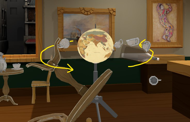 Captura de pantalla del globo de gravedad en la muestra dartroom.