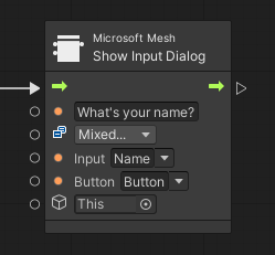 Captura de pantalla del nodo Mostrar scripting visual de cuadro de diálogo de entrada en mesh Toolkit.