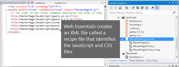 Captura de pantalla del archivo de recetas de JavaScript y CSS.