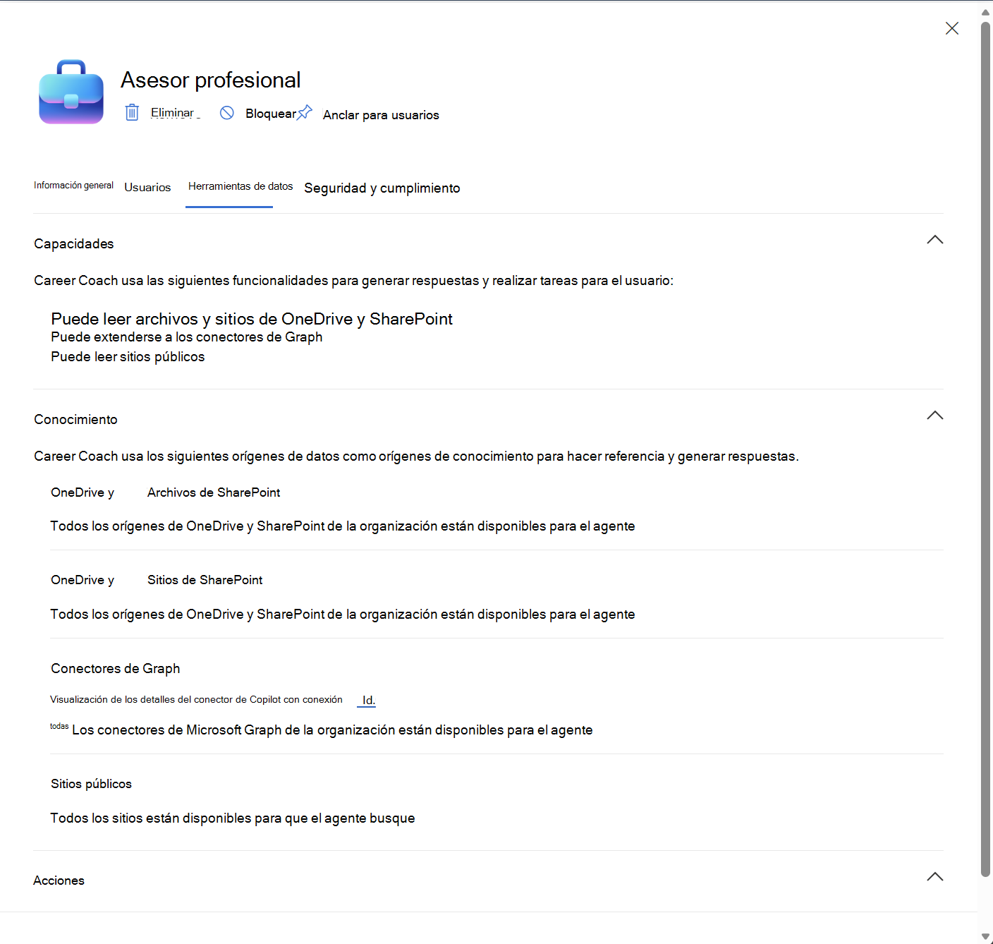 Captura de pantalla en la que se muestra el entrenador de carrera de un agente.