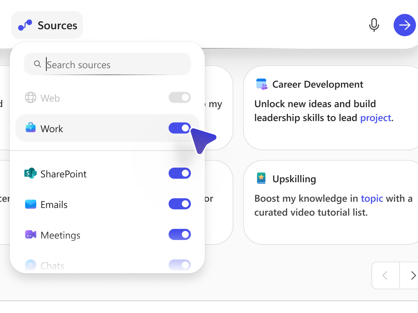 Captura de pantalla que muestra la opción Trabajo.