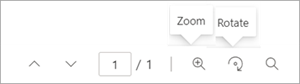 Captura de pantalla de las opciones de zoom y rotación de la página para las herramientas de anotación.