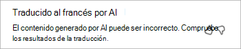 Captura de pantalla de la notificación de comentarios para la traducción.