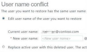 Captura de pantalla que muestra que el nombre de usuario está en conflicto.