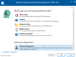 Captura de pantalla de Soporte técnico de Microsoft y página del Asistente para recuperación.