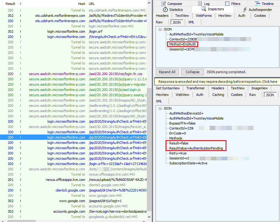 Captura de pantalla que muestra login.srf para completar la autenticación.