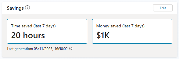 Captura de pantalla de una tarjeta de ahorro en un flujo de agente