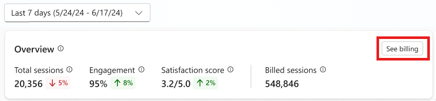 Captura de pantalla del botón Ver facturación (sesión).