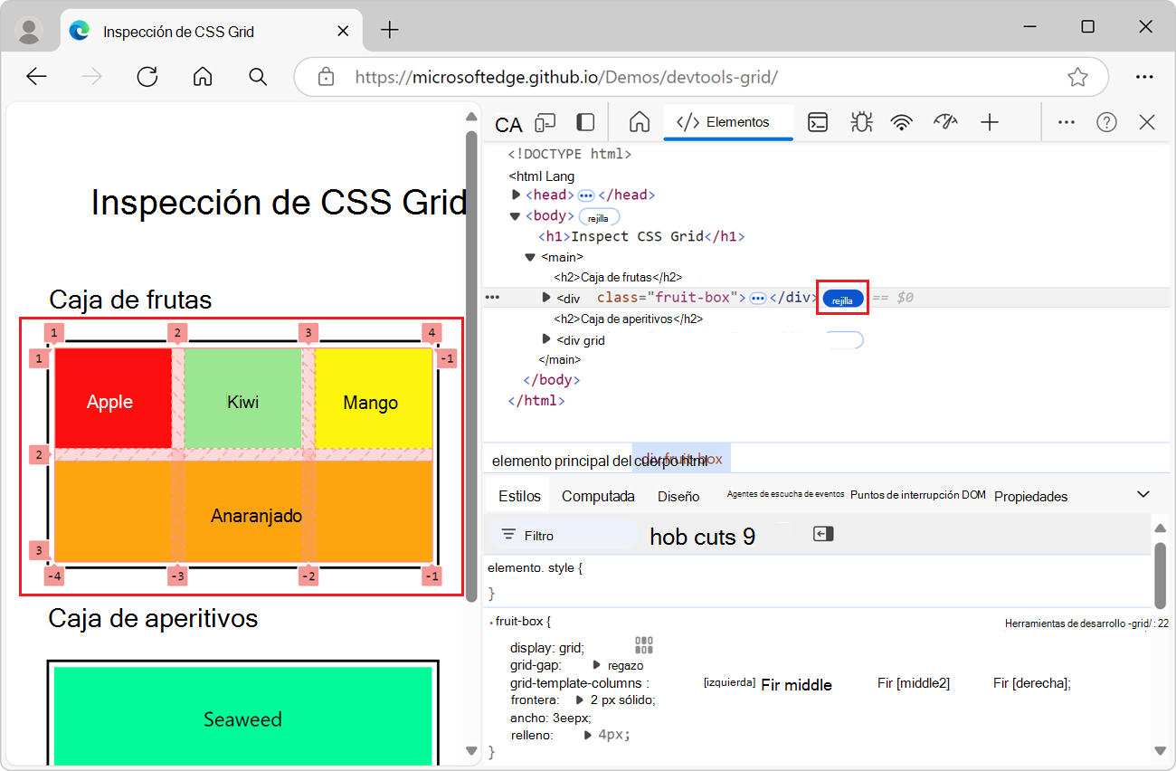 Distintivo de alternancia de cuadrícula