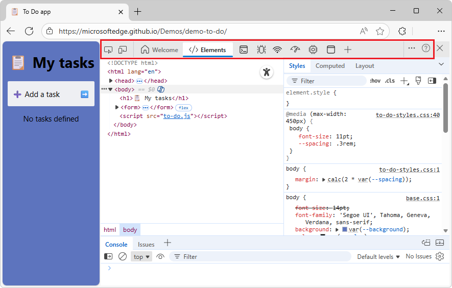 Barra de actividad horizontal