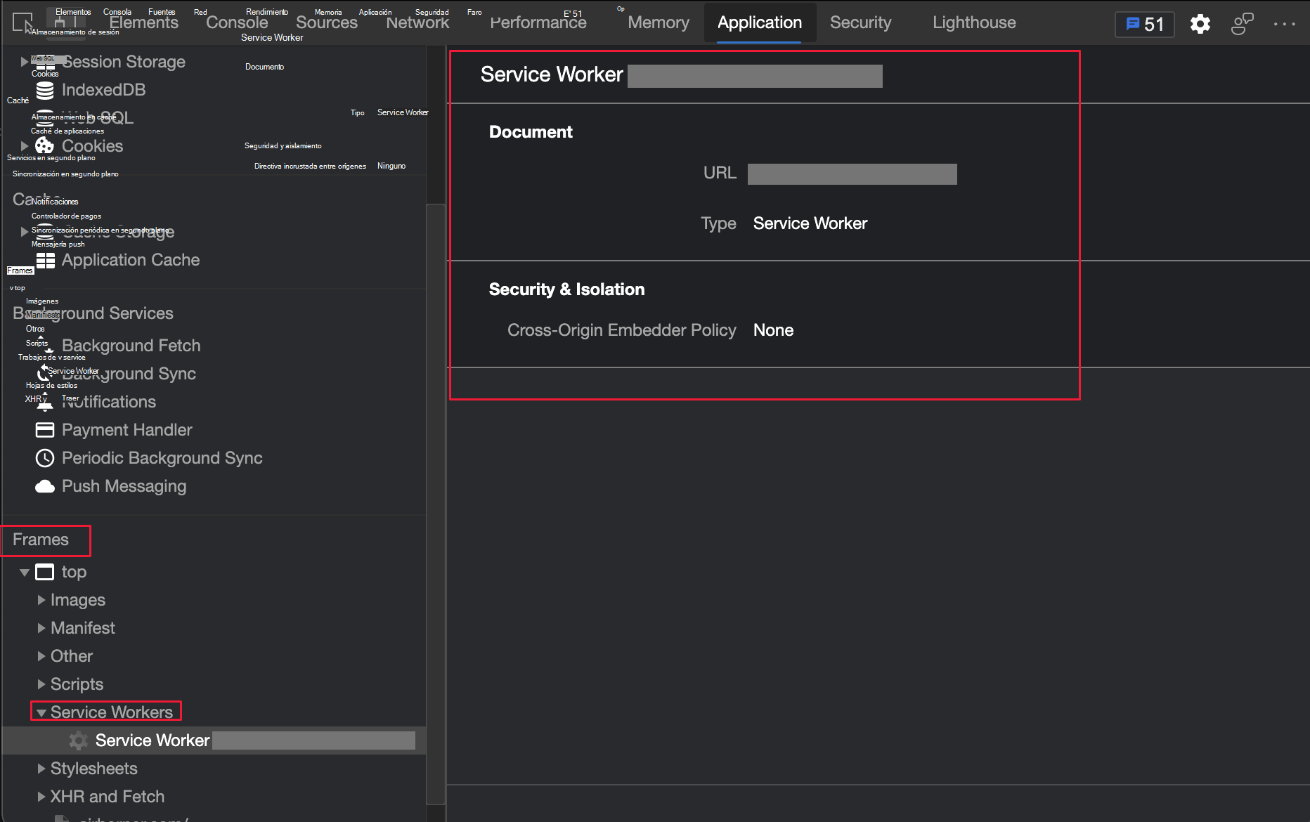 Información de los trabajadores del servicio en los detalles de marcos