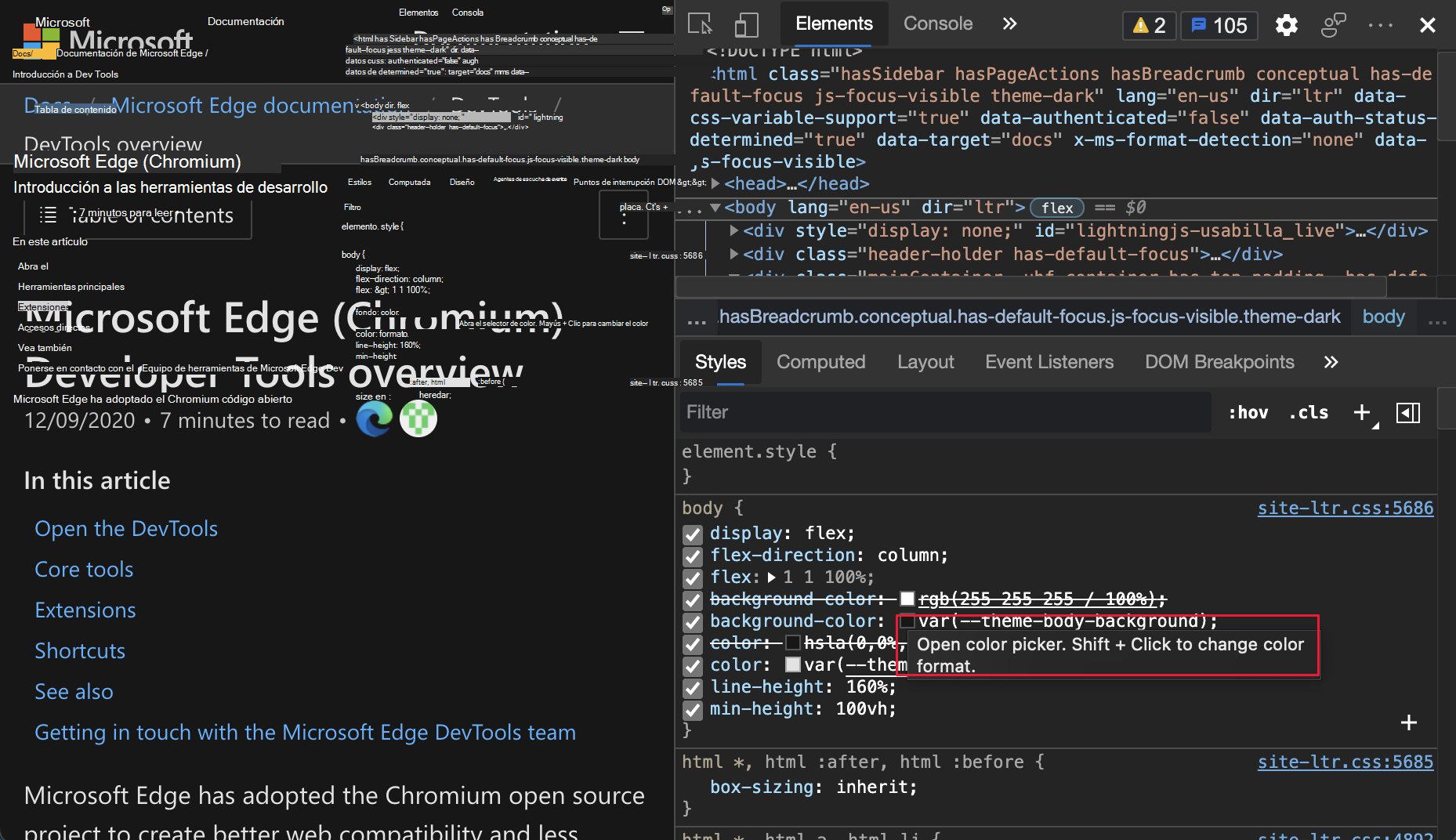 Selectores de colores para propiedades CSS personalizadas