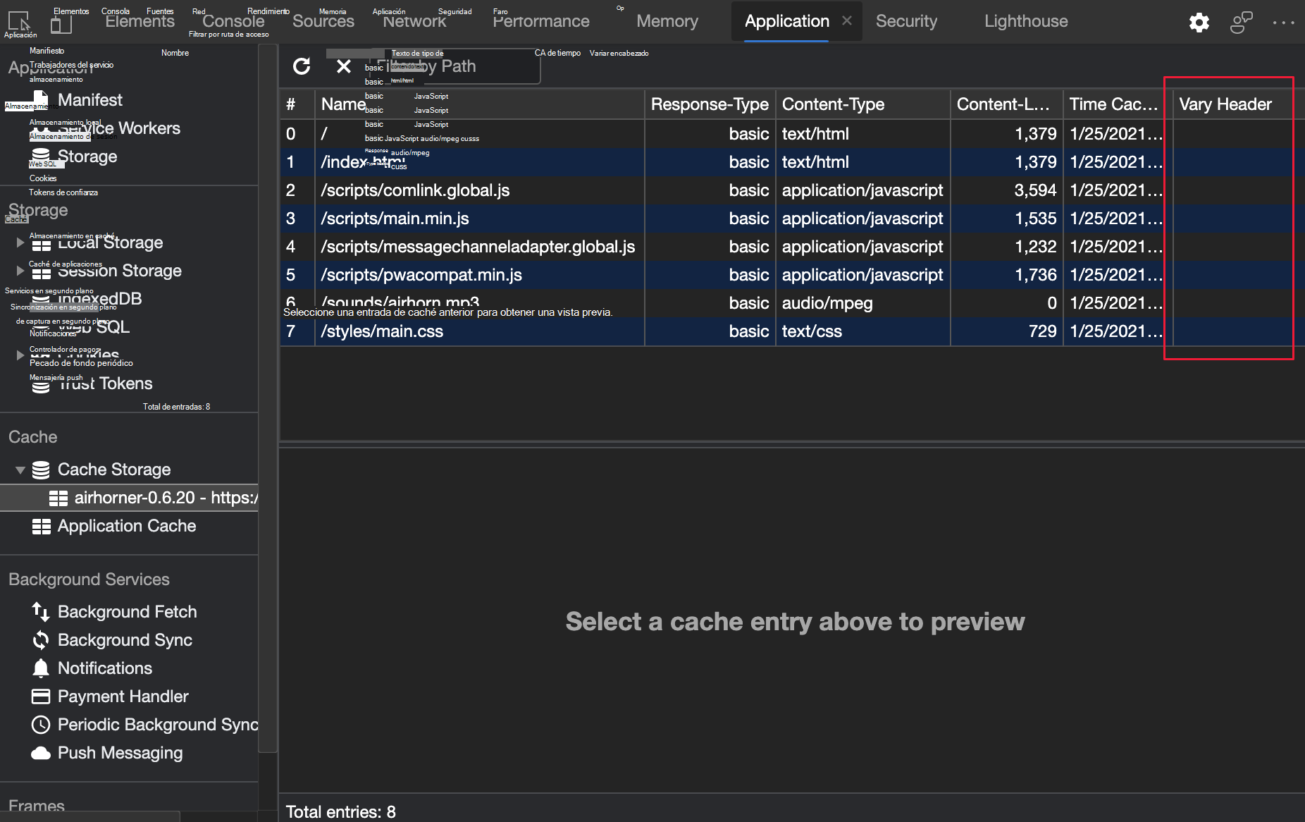 Variar columna de encabezado
