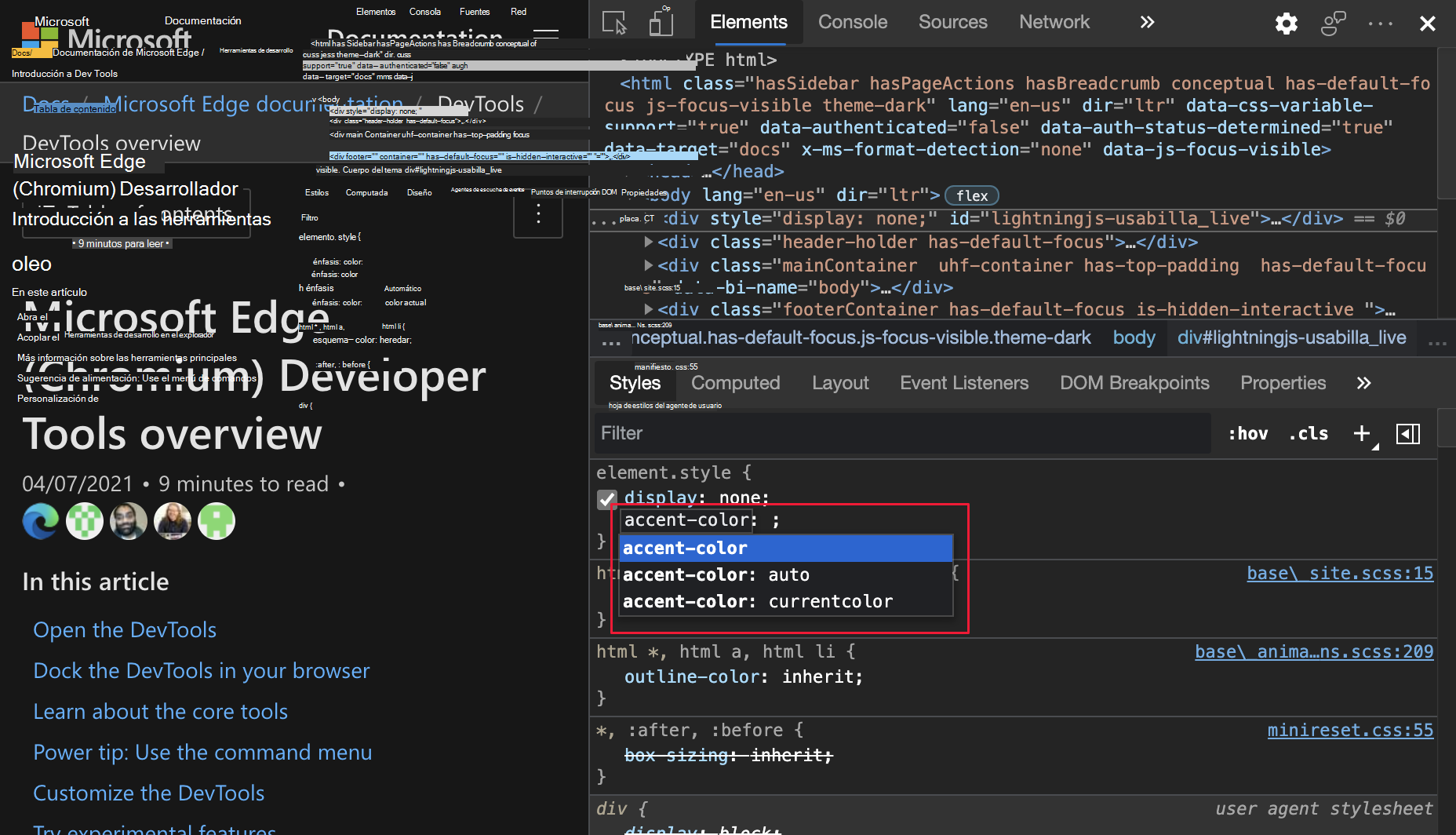 Palabra clave CSS 'accent-color'