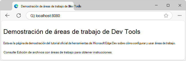 Demostración de áreas de trabajo de DevTools