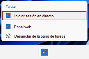 Las tareas comunes aparecen en el menú contextual de la barra de tareas