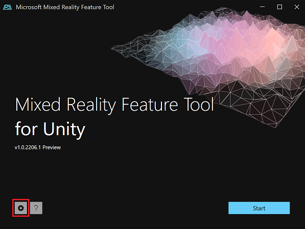 Botón Configurar configuración de la herramienta de características de Mixed Reality