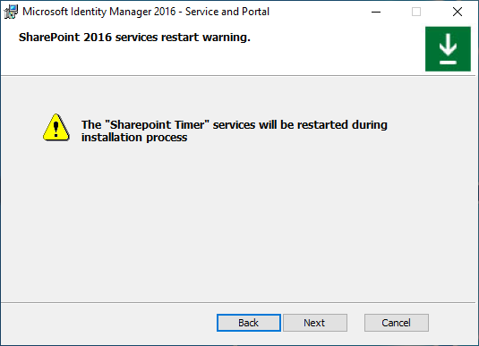 Imagen de pantalla de mensaje de advertencia del temporizador de SharePoint