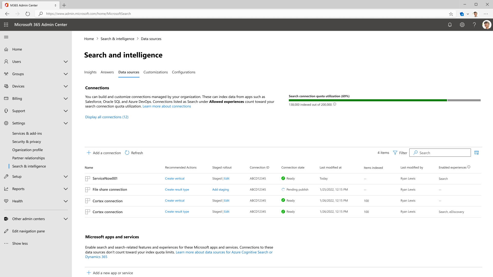 Tabla Orígenes de datos con columna Lanzamiento preconfigurado.