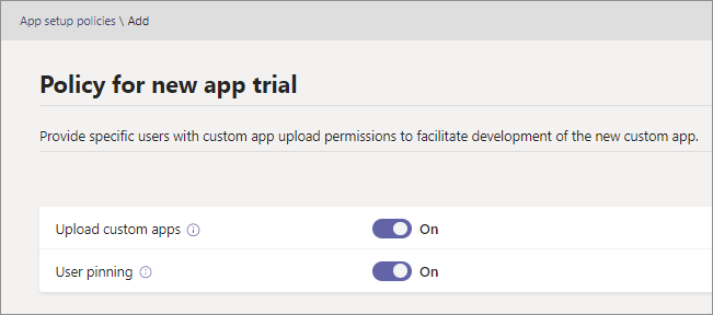 Captura de pantalla que muestra cómo permitir aplicaciones personalizadas en su organización en el panel de configuración de aplicaciones de toda la organización.