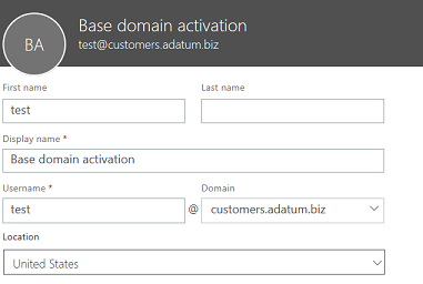 Captura de pantalla de la página de activación de dominio base.