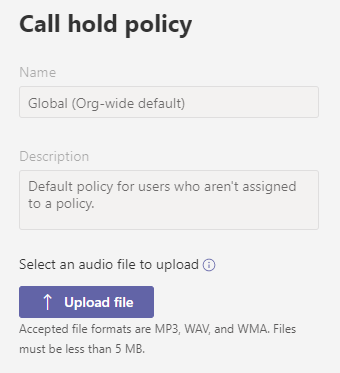 Captura de pantalla de directivas de retención de llamadas de Teams.