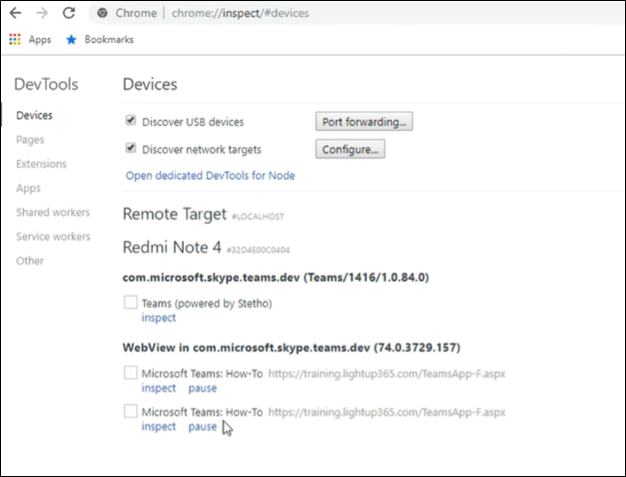 Captura de pantalla que muestra Android DevTools.